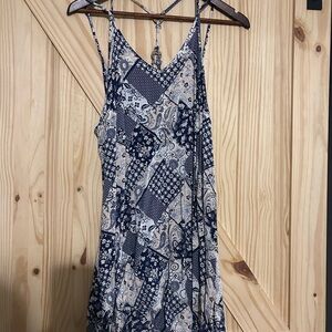 Blue and White Patterned Women's Dress